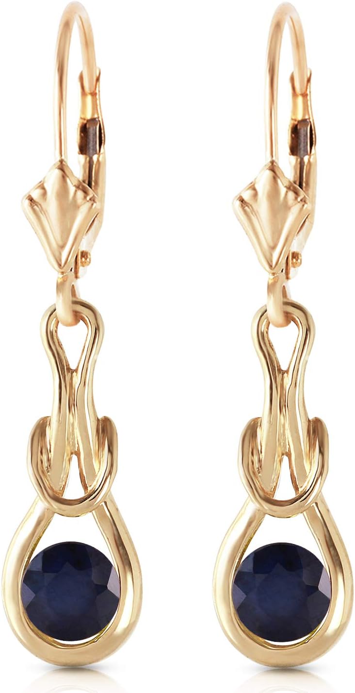 Galaxy Gold GG 14k Solid Gold Natural Sapphire Knot Dangle Earrings