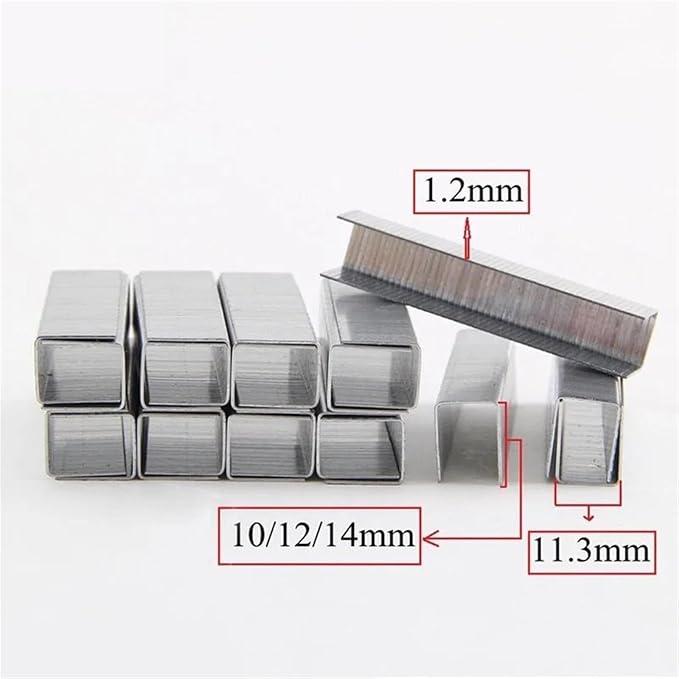 Clavos de corona estrecha XiBany de 4 a 14 mm, clavos para puertas de alta dureza de 1,2 mm de grosor, desde 4/25 pulgadas hasta 9/16 pulgadas, para pistola de grapas pesada 3 en 1 miniatura 4