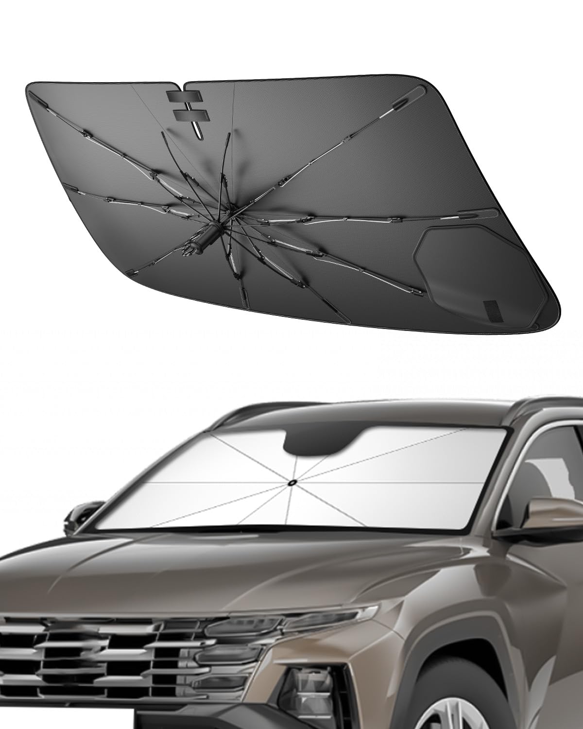 SHAOHAO Compatibile con Hyundai Tucson NX4 2022-2026 Parasole per auto Parasole per parabrezza Facile da riporre Maniglia con cordino Protezione UV Accessori Hyundai Tucson parasole