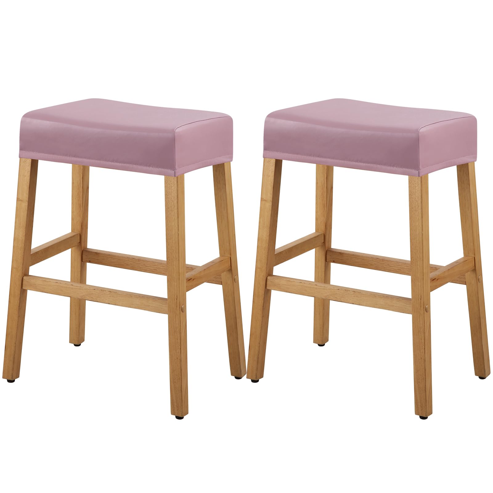 YISUN Stool Covers Rectangle - 2 Pack Stretch Oilproof Waterproof PU Bar Stool Covers Saddle Seat Counter Pub Vanity Chair Cover with Elastic Bands