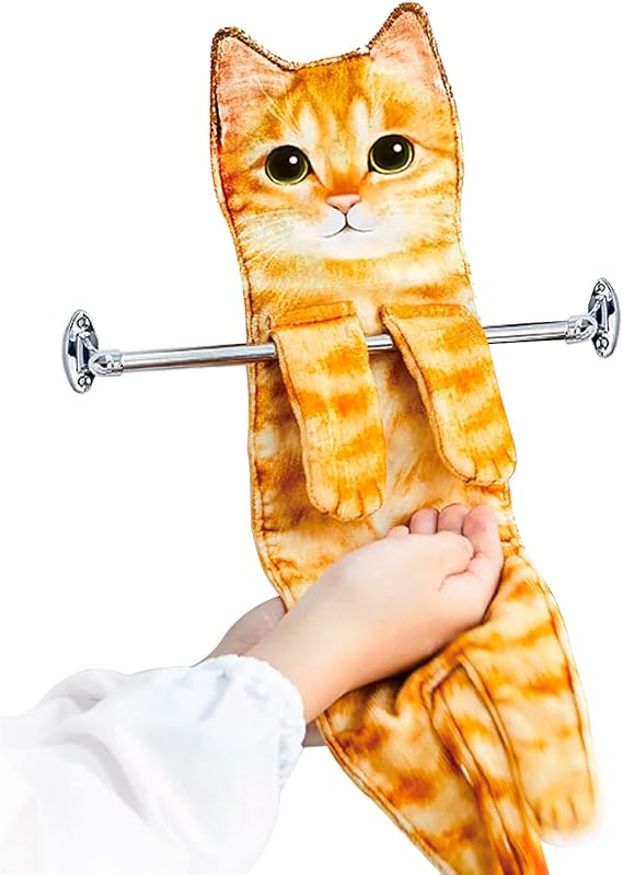 Infaccial cat towel cute hand towels Long Cat Shaped Towel hand towel