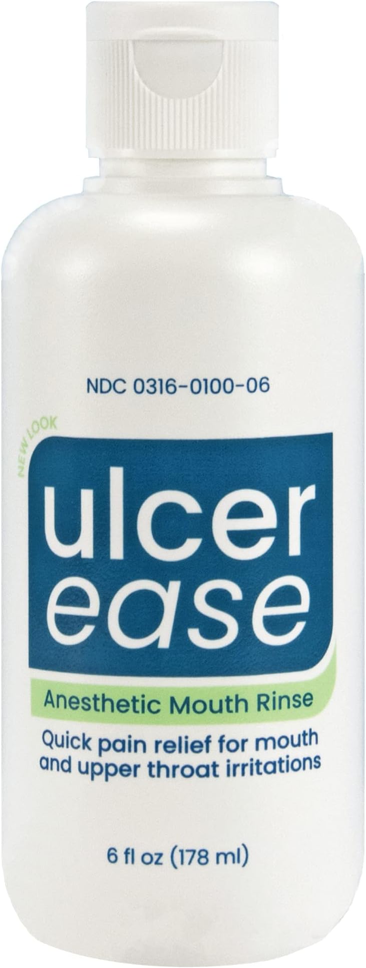Ulcer Ease- anesthetic Mouth Rinse for Relief of Mouth and Throat Irritations- 6 fl oz Bottle (178 ml)