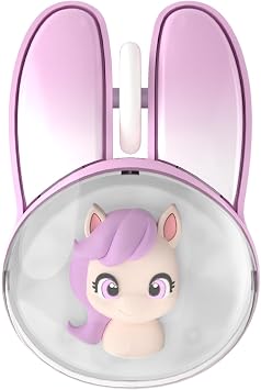 Lomiluskr Cute Bunny Wireless Mouse, Bluetooth/2.4G Dual Mode, Candy Colors, RGB Breathing Light, 400mAh Rechargeable, Kawaii Soundless Rabbit Mouse for Girls and Kids Purple Pony