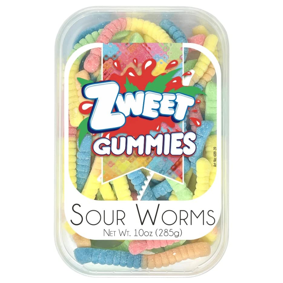 Zweet Gummy Sour Worms - 10 oz Tub miniatura 1