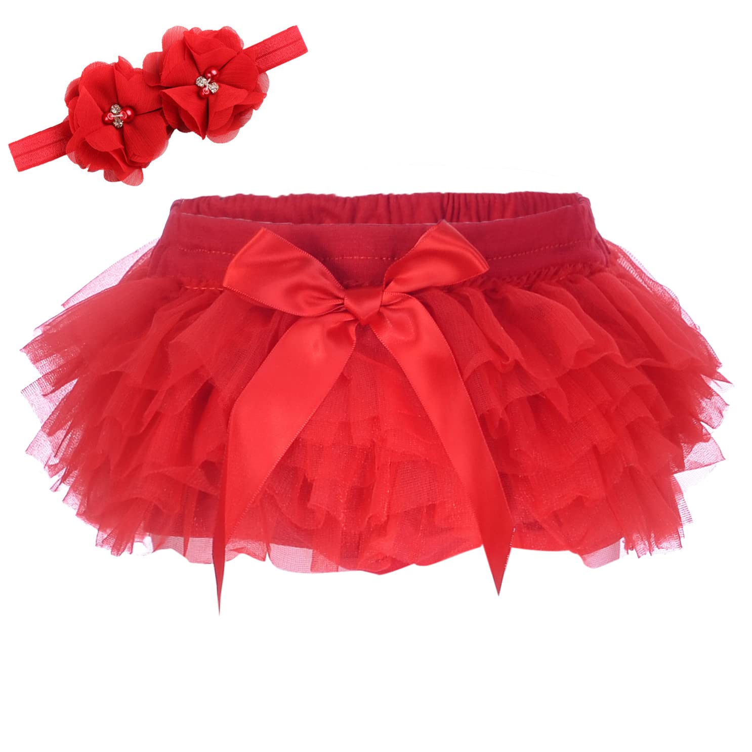 Copri pannolini per neonati, in tulle e tulle, con fiocco - Rosso - L:6-12 mesi