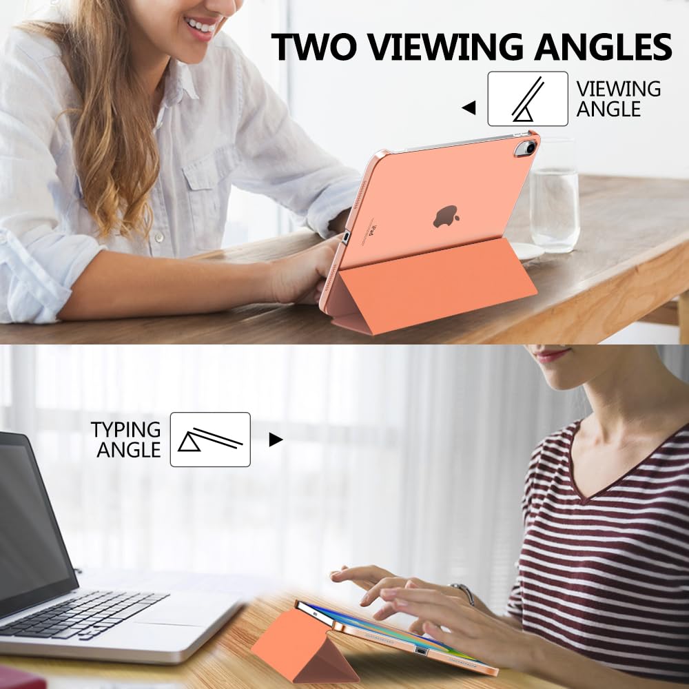 MoKo Cover Custodia iPad (A16) 11a Generazione 2025 /iPad 10a Generazione 2022, Cover Custodia Protettiva per Supporto Ultrasottile con Copertura Posteriore Traslucida in PC Rigido, Arancia Albicocca