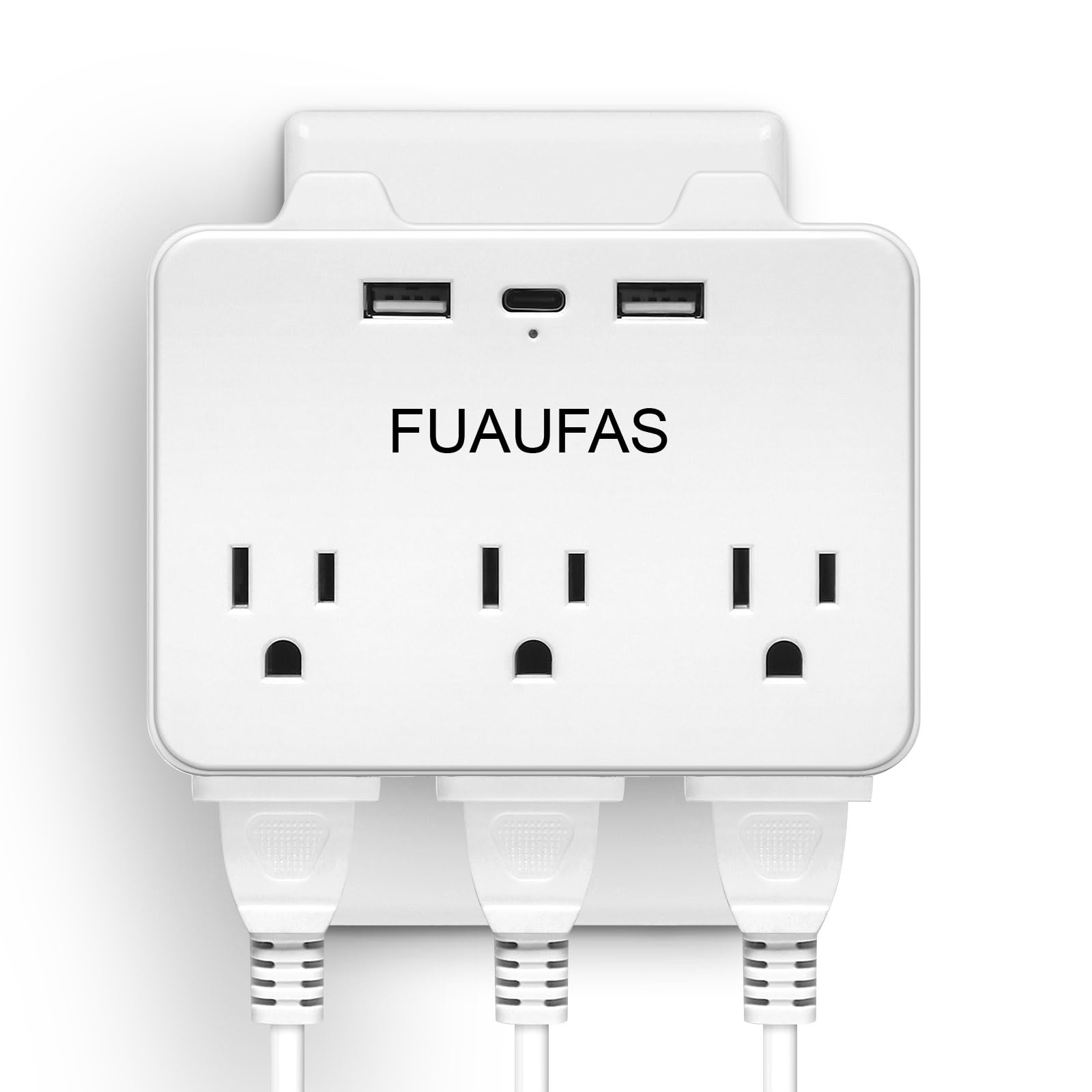 Basics 6 Outlet Extender Splitter with 3 USB Wall Charger(2 USB-C Ports), Multi Plug Outlet Power Strip for Home Ports 2.4A, Dorm Room Essentials