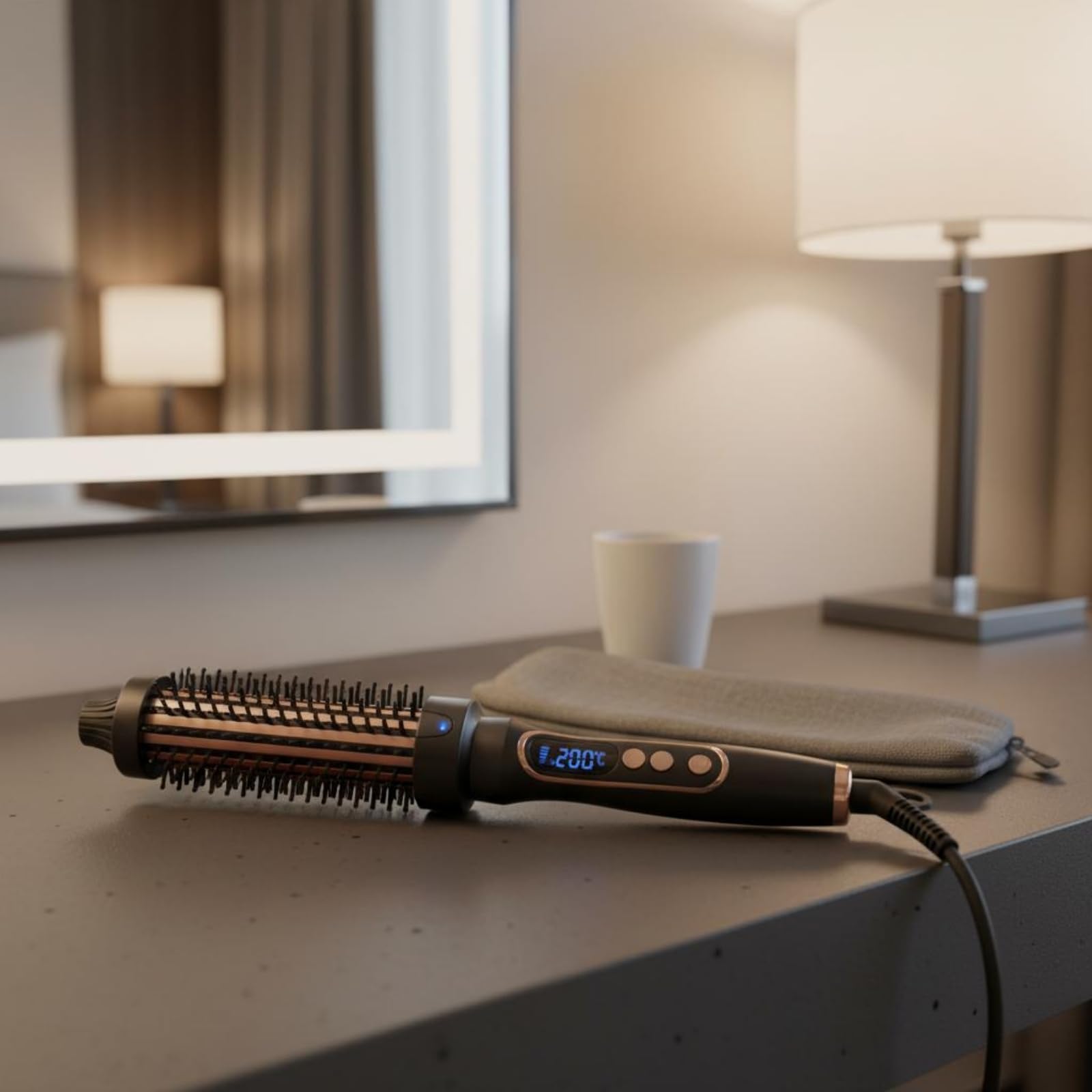 Cepillo Eléctrico para Peinar Alisador Peine Caliente Cepillo Redondo con Control de Multinivel y Función de Bloqueo Adecuado para Cabello Cabello Ondulado Acabados Pulidos, Morado, Morado