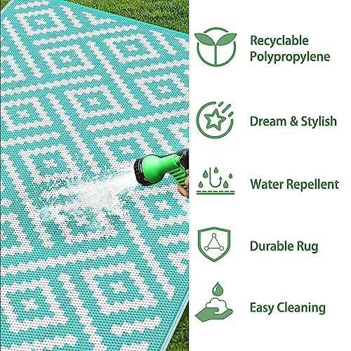 Image of GENIMO Outdoor Rug, Waterproof Plastic Rugs for Patio, 6'x9' Mist Blue