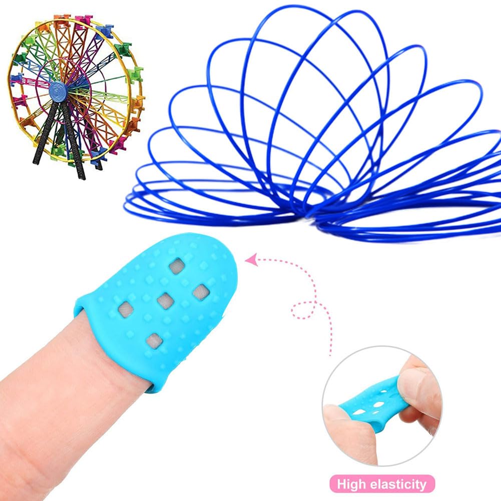 3D Pluma Filamento,3D Pluma PLA Filamentos,10 Colores PLA Para Bolígrafo,1.75MM Para Pen, 50M - Pluma 3D Con Protector Silicona Para Los Dedos