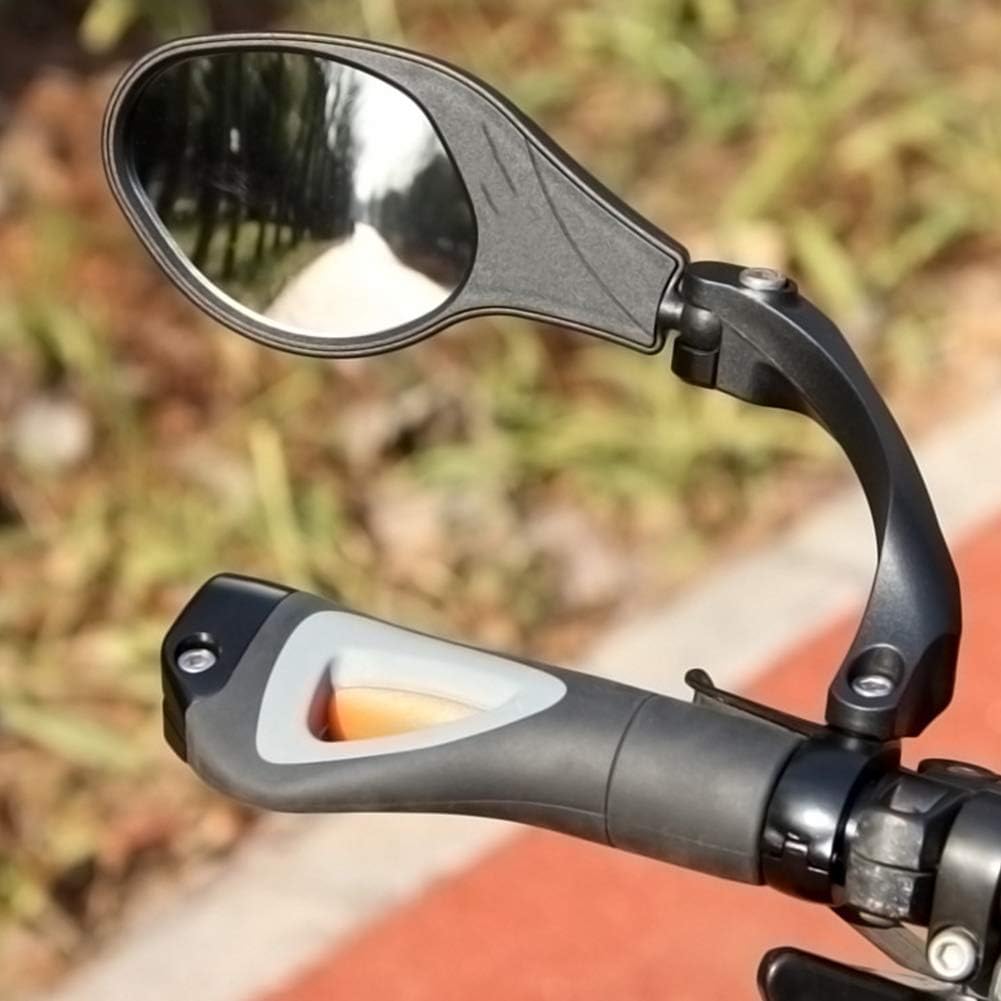 Bicycle Handlebar Back View Mirror 360?Rotation Adjustable Stainless Steel Mirror Foldable Rearview Mirror for Mountain Road Bikes (Left)