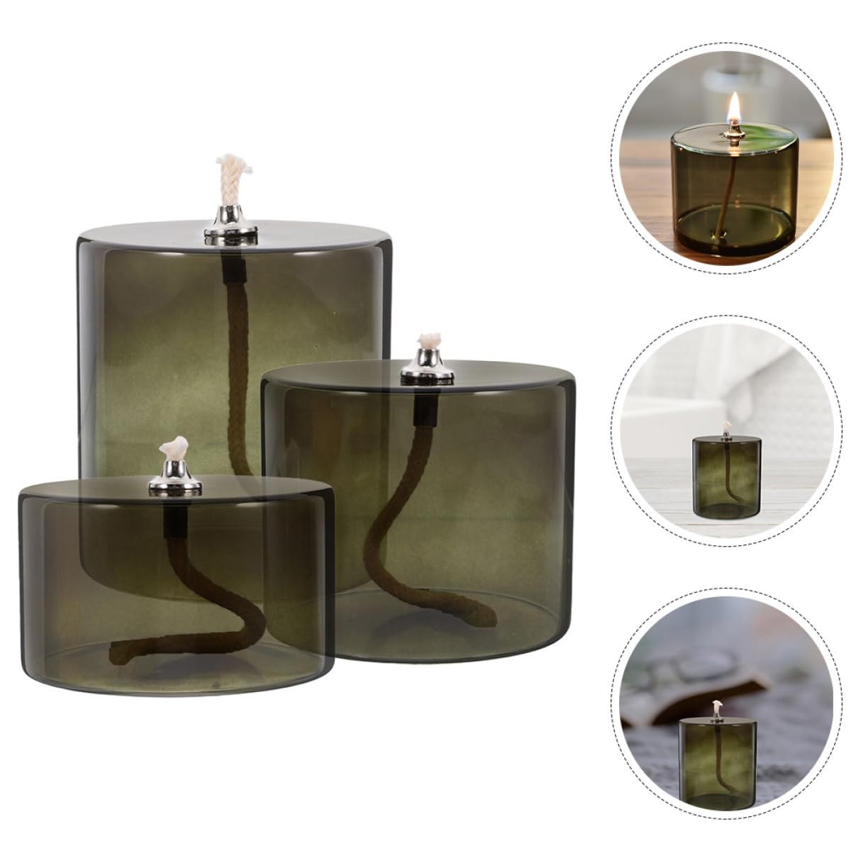 Artibetter Lampe à Huile en Verre Transparente 3Pcs Mèche en Coton, Huile pour Lampe à Mèche pour Décoration Intérieure Élégante et Facile à Nettoyer