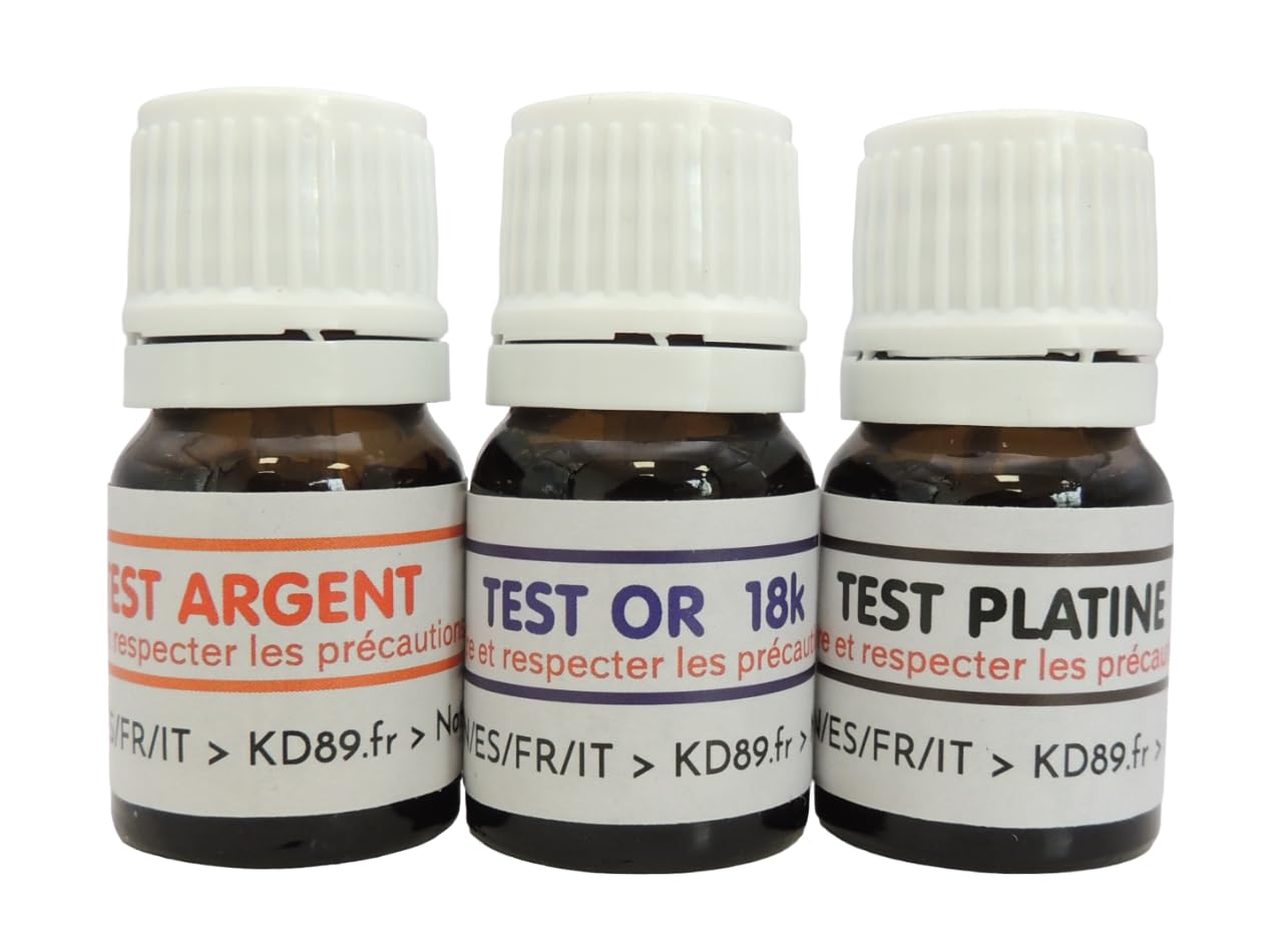 Kit pronto all'uso per testare i metalli, determinare se il tuo gioiello è in oro 18k, argento 925/1000 o platino. Pietra di tocco inclusa
