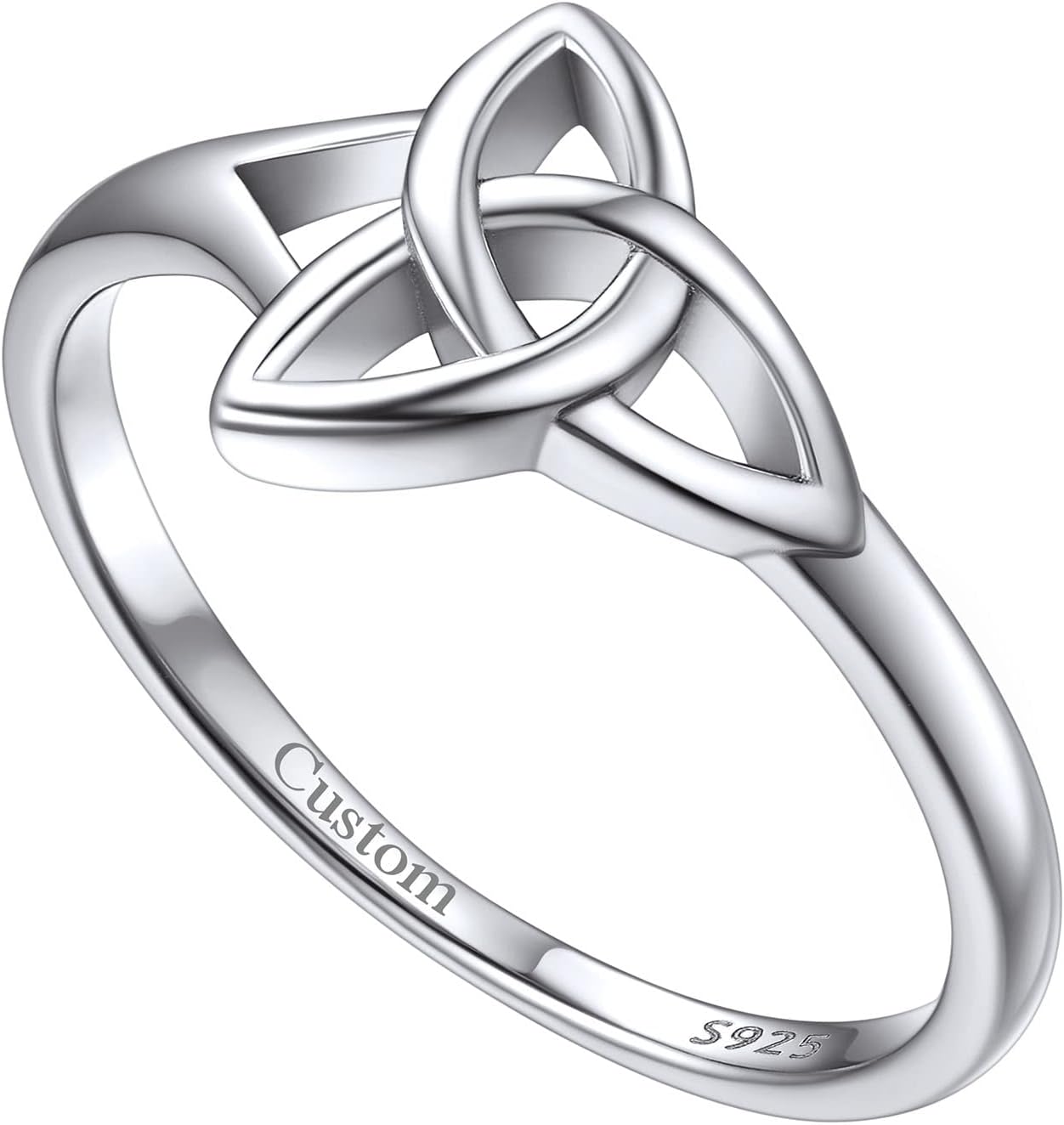FOCALOOK 925 Sterling Silver Irish Claddagh Love Heart Celtic Knot Crown Engagement Wedding Promise Band Ring for Women, Size 4-12