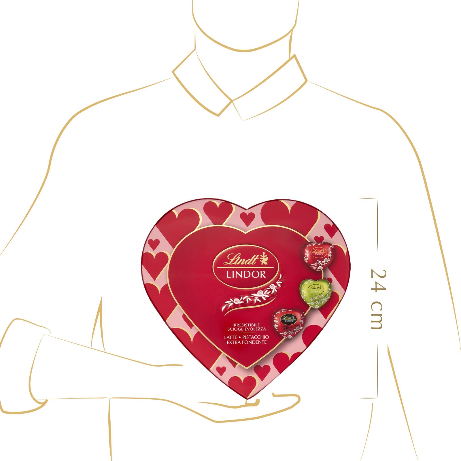 Lindt San Valentino Scatola Regalo a Forma di Cuore Assortita con cioccolatini Lindor, Formato 178 g