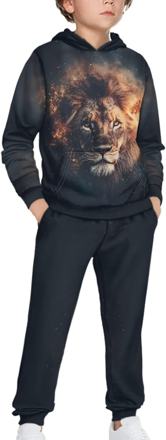Kids Sweatshirt Set Size 4-12 Casual 2 Pcs Long Sleeve Hoodie Sweatshirt and Sweatpant Sets Kids Tracksuit Set