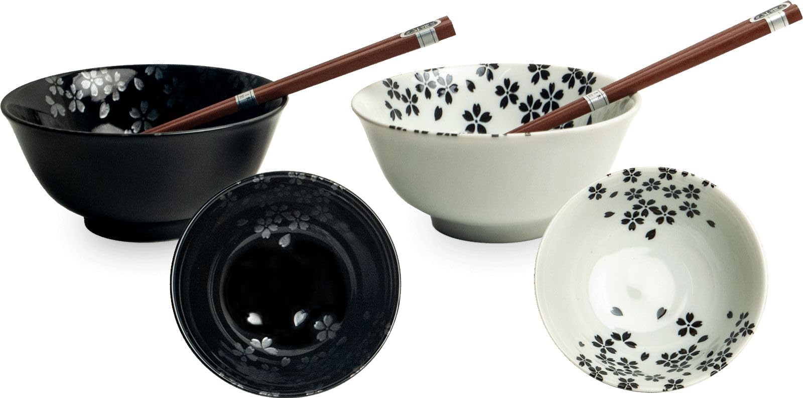 Suppenschüssel-Set KUROJI-SAKURA Porzellan-Schalen Geschenkbox hergestellt in Japan Ø 15,2 cm, H. 7 cm