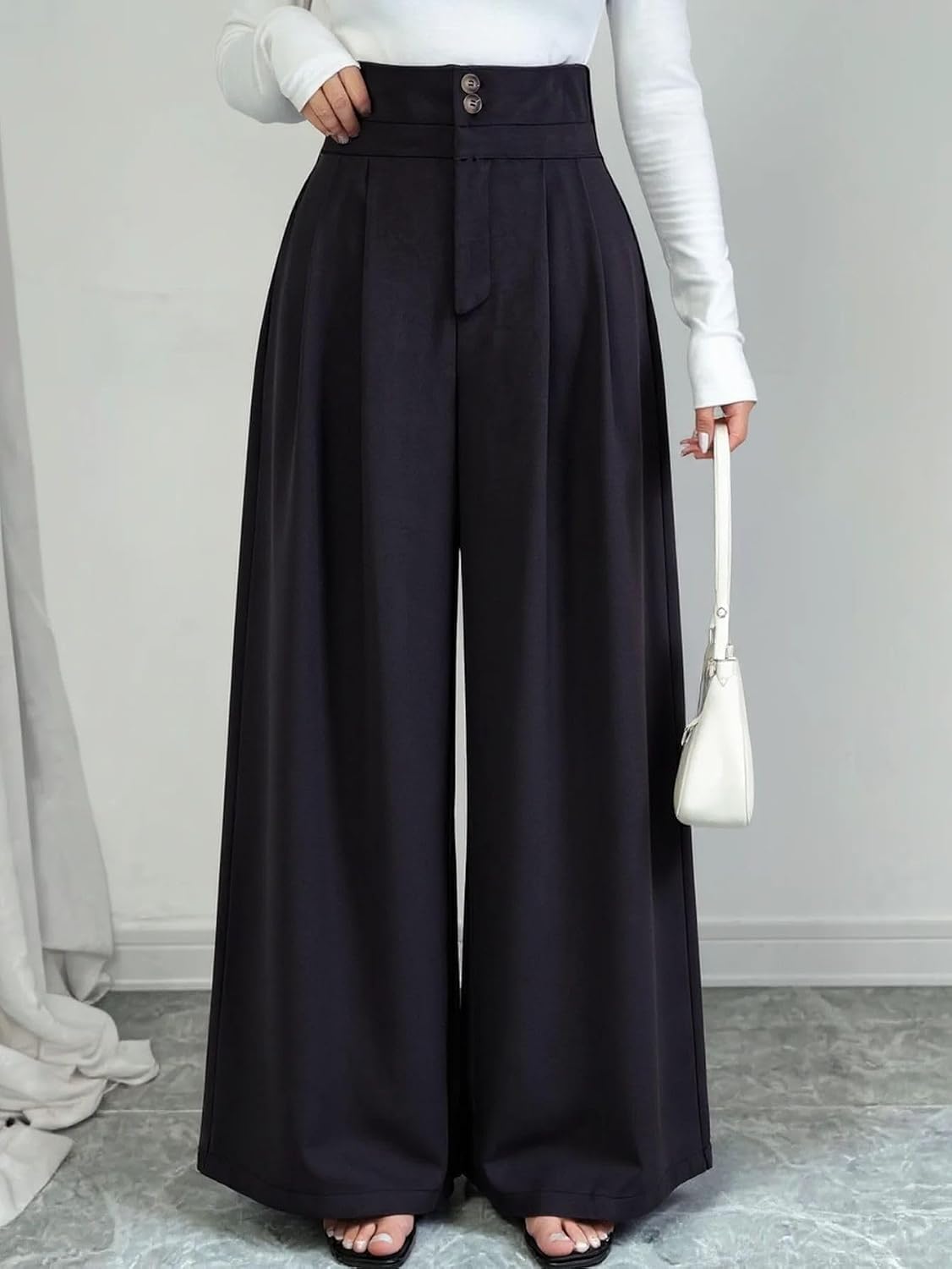 Women's Spring Summer Wide Leg Suit Pants Loose Casual Commuter Trousers High Waist Business