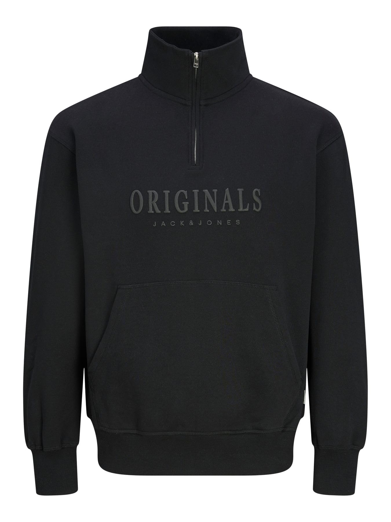 JACK & JONES Felpa Collo Alto e Zip a Un Quarto, Stampa gommata sul Davanti per Un Effetto soffice.
