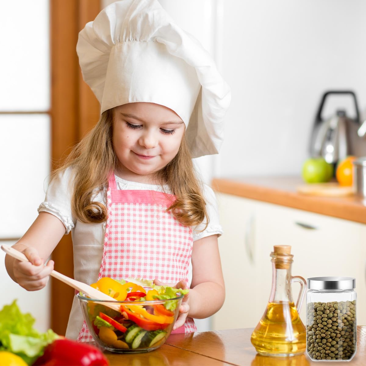 Barattolo Ermetico Facile da Pulire Coperchio in Acciaio Inox in Vetro Trasparente da 1500ml e Riciclabile per Conservazione Alimenti Quotidiana in Cucina