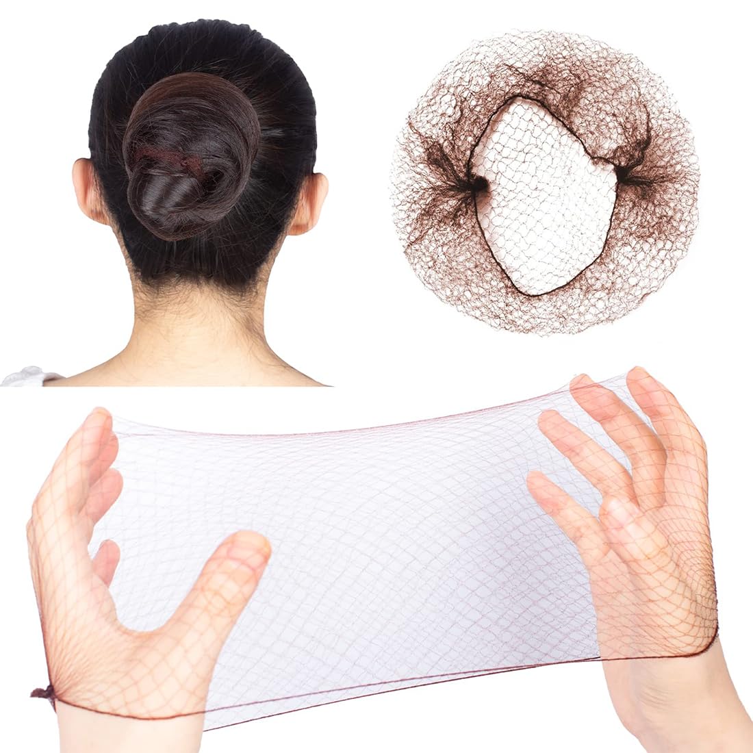 50 Retine Capelli + 10 Clip A U - Set Invisibile Per Parrucche E Acconciature - Foto 3