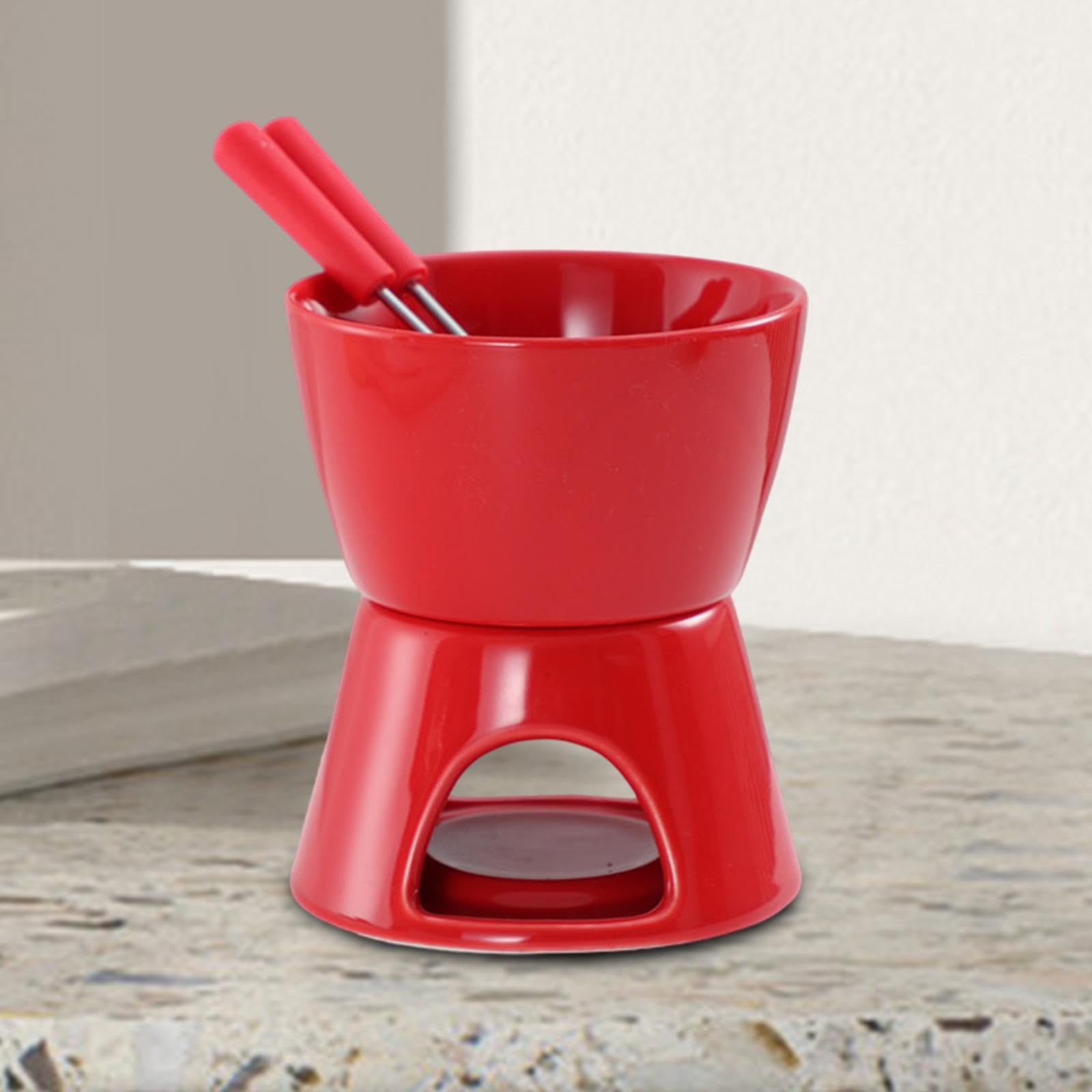 Qianly Chocolate Fondue Pot Ice Cream Hot Pot Home Chocolate Melter Pot Party Tea Light Porcelain Melting Pot Cheese Fondue Pot