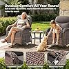 Luxury Patio Furniture Set with 6-inch Thick Cushions, Outdoor Furniture Set with High Back Swivel Chairs, 6 PCS Wicker Outdoor Conversation Set for Porch, Patio, Yard, Deck, Poolside, Brown/Grey