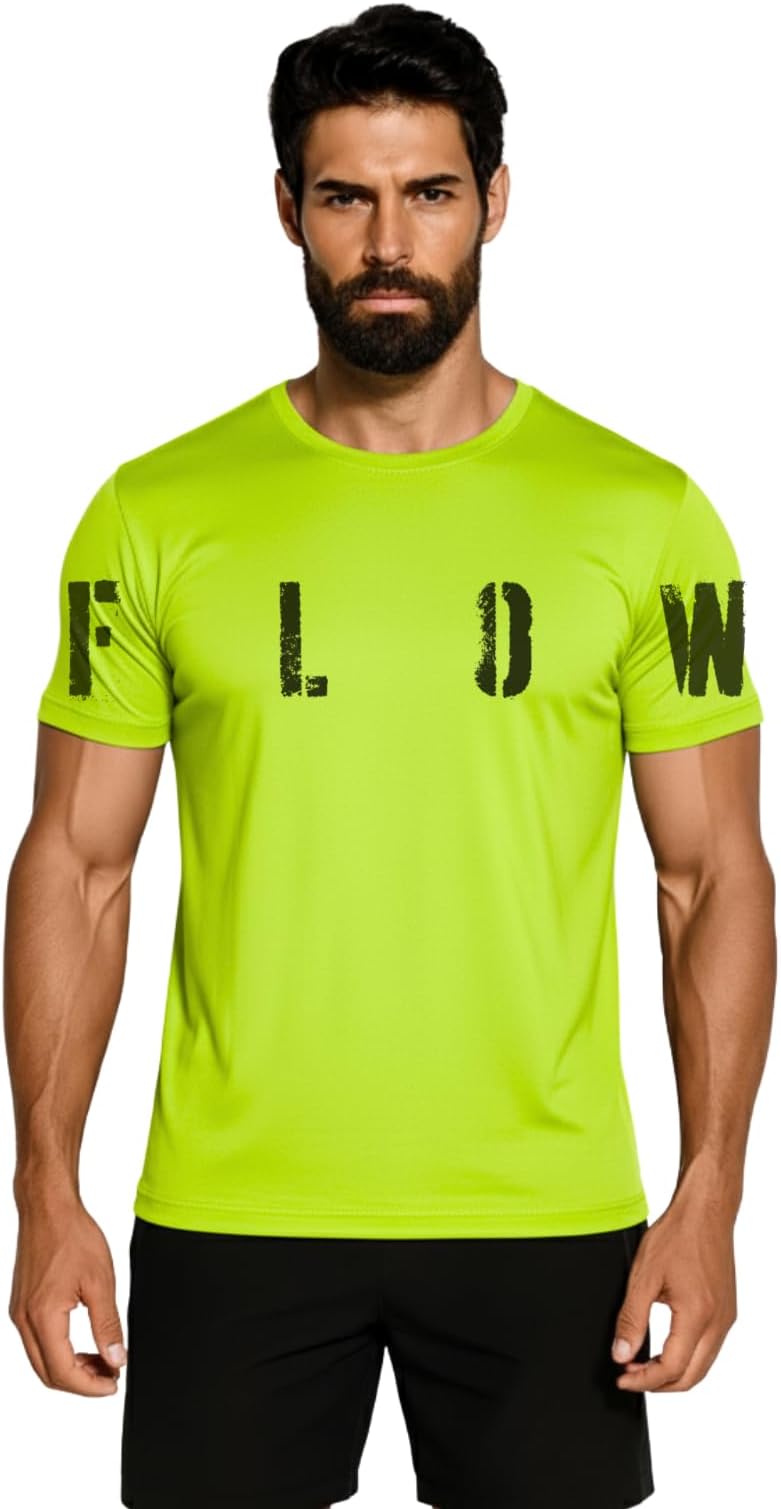 3Colors Men’s Sports T-Shirt Quick Dry | Polyester Active Wear for Gym, Running, Training & Workout | Regular Fit -Flow