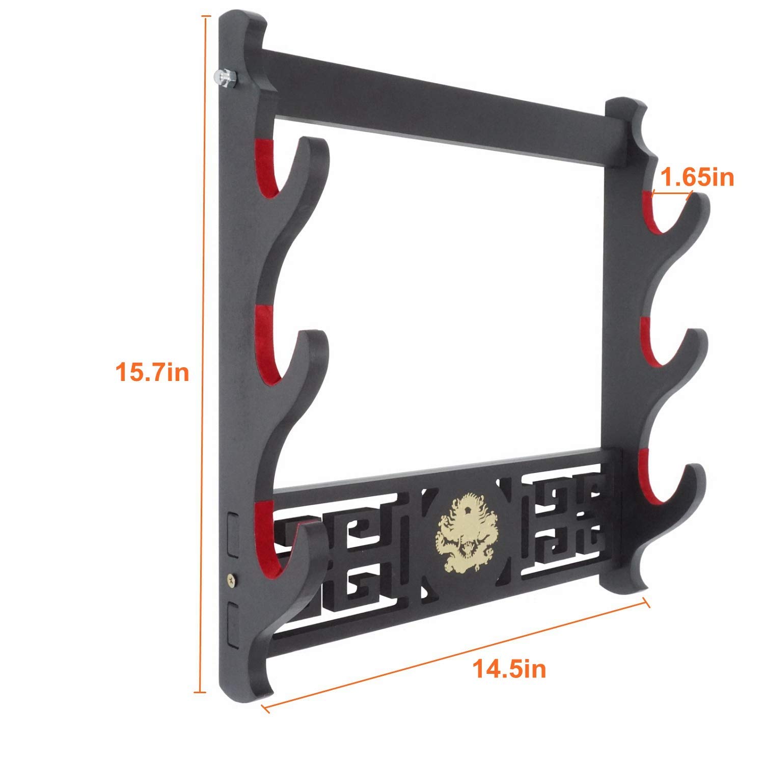 Cohki Wall Mounted Padded Velvet Katana Stand Samurai Sword Holder Dragon Style 3-tier - Image 2