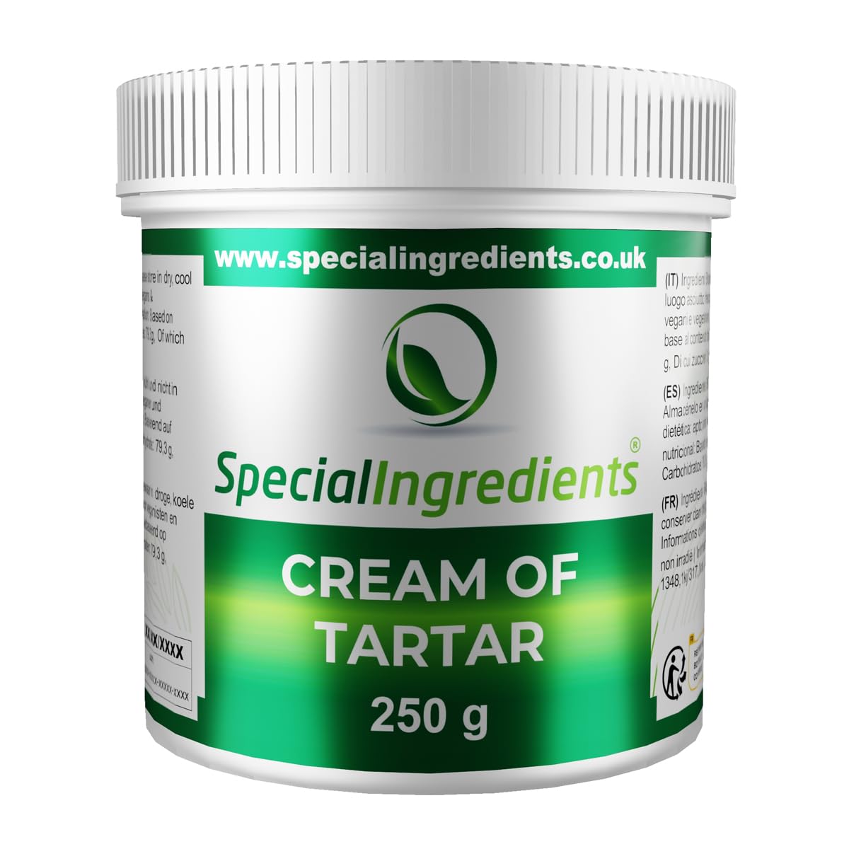 Special Ingredients Weinstein Backpulver (Kaliumtartrat) - Premium-Qualität, geeignet für Veganer, GVO-frei, glutenfrei (250 g)