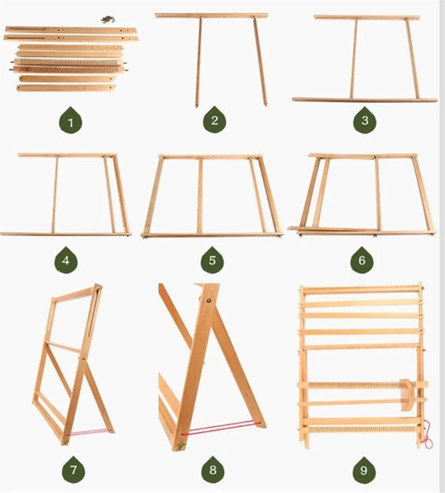 Webrahmen für Anfänger 23,6" H x 21,3" B Extragroßer DIY-Holzwebstuhl-Bausatz, Multi-Craft-Montagerahmen, Webstuhl, Strickmaschine