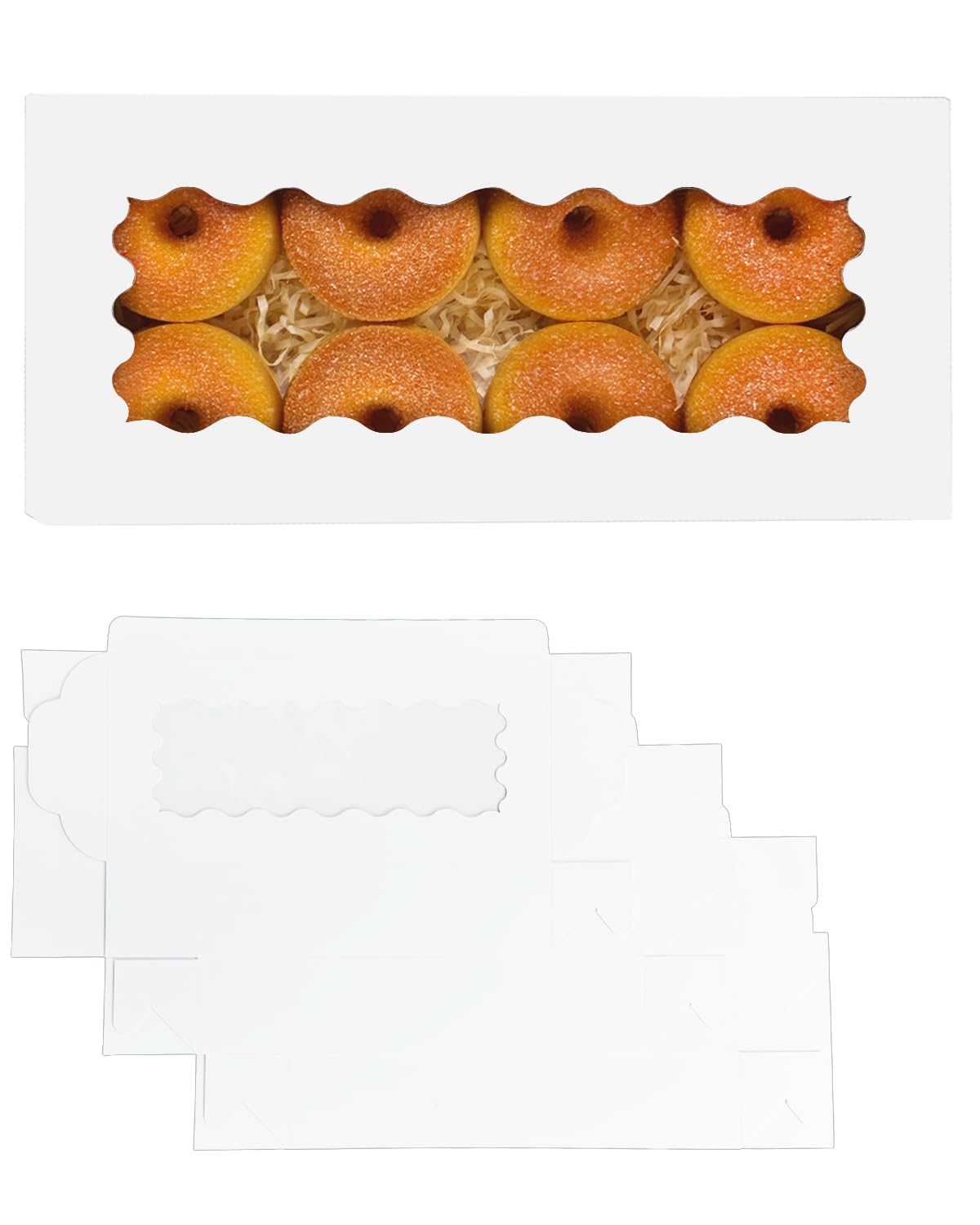 Gcardist 6 Packs White Cookie Box with Window 30.5x14x6.4cm Two Uses Pastry Biscuit Bakery Box For Packaging - Image 2