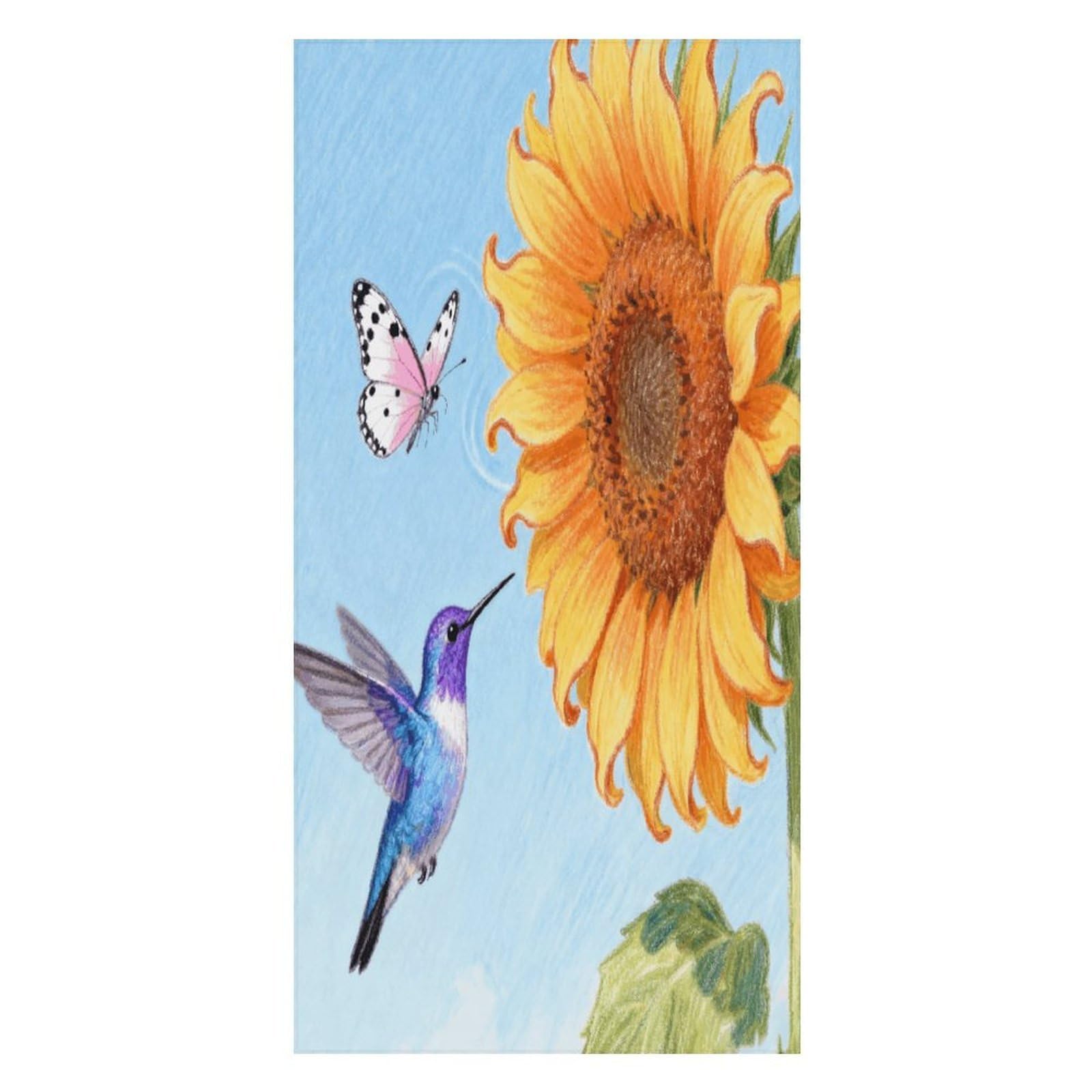FekiLoot Hummingbirds Sunflower Butterfly Beach Towel Oversized Bath Towel Ultra Soft Pool Towel Cozy Swim Towel Silky Lounge Towel Quick Dry Travel Towel Gentle Absorbent Towel for Adults Women Men