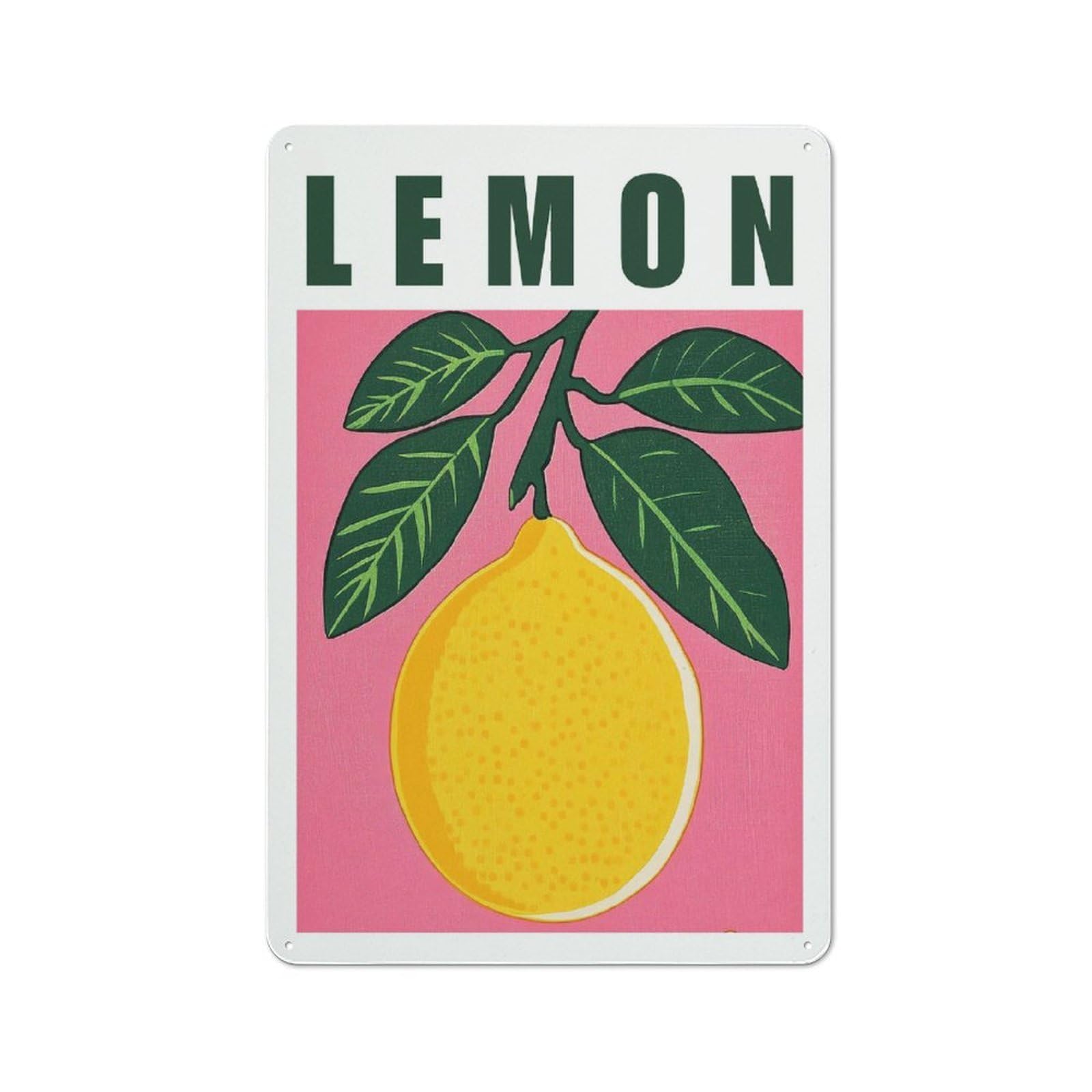 Junmoney Style-17 Lemon Fruit Illustration Retro Kitchen Poster Rustic Metal Plaque 30X20cm For Living Room Wall, Suited To Home Wall Decor Collectors