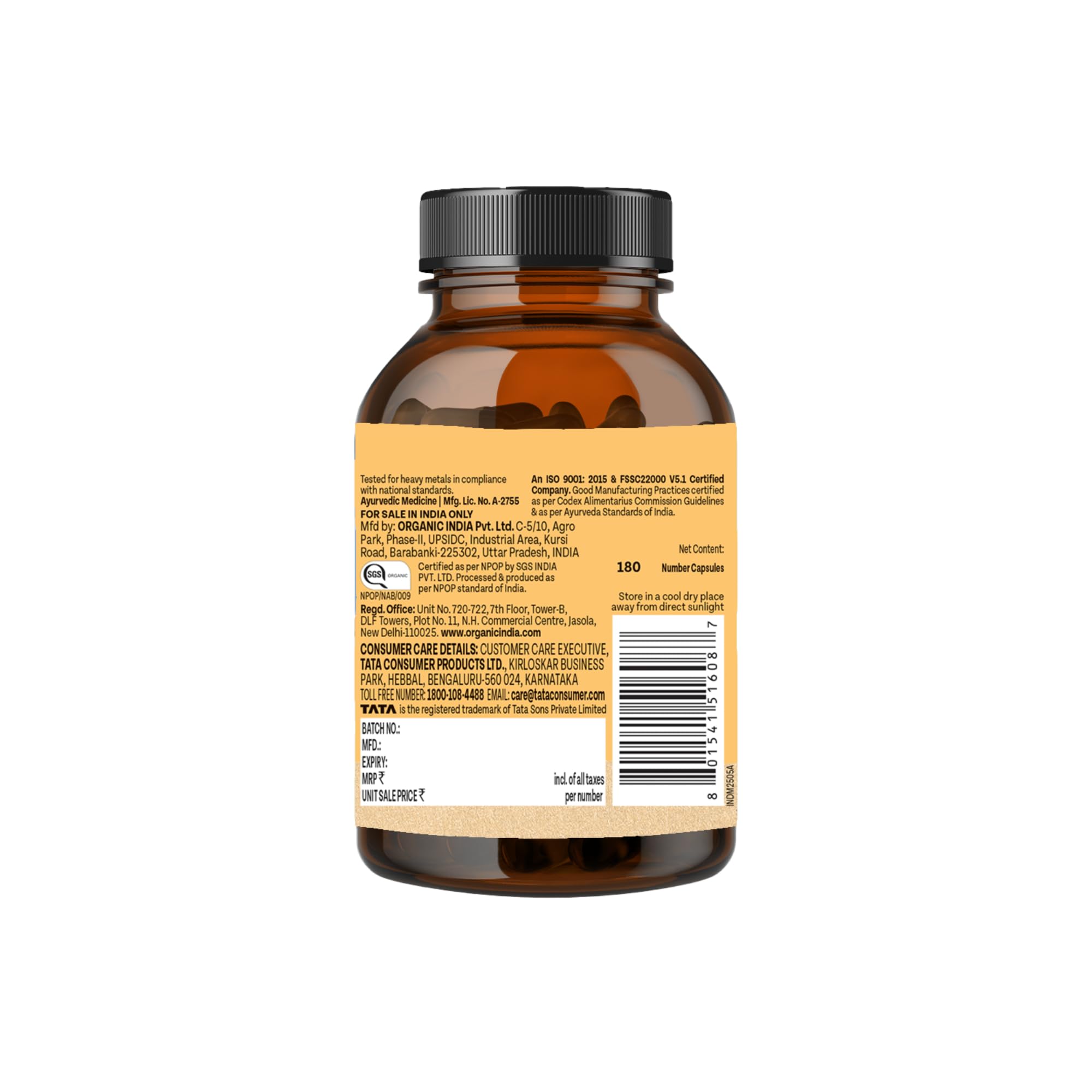 A TATA Product - Organic India Shatavari - 180 Veg Capsules, With Natural Plant Based Estrogens, Boosts Health & Vitality For Women Of All Ages & Restore Hormonal Balance, GMP & NPOP Certified Organic product image 9