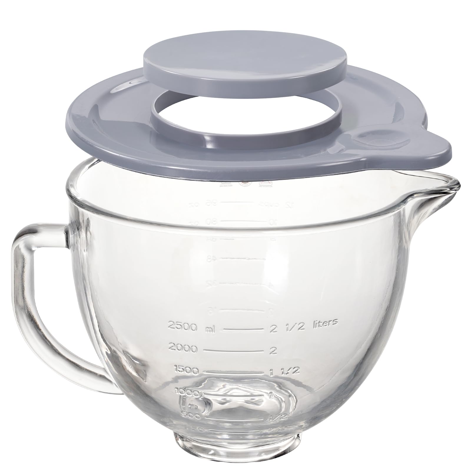 Gdrtwwh Accesorio de cuenco de vidrio para batidora KitchenAid de 4.5 a 5 cuartos de galón, apta para lavavajillas