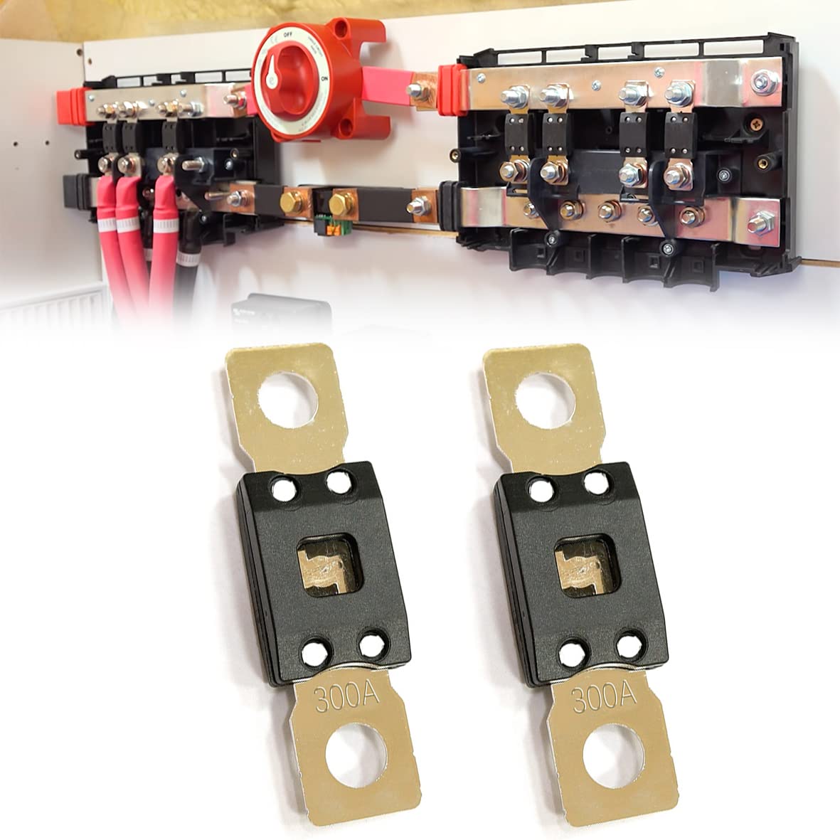 parts PTT 2 PACK MEGA/AMG Fuse/Bolt Fuse 300 Amp, 32V, 298 Series, Time Delay, Bolt Down,Bolt Stud M8, 5/16"