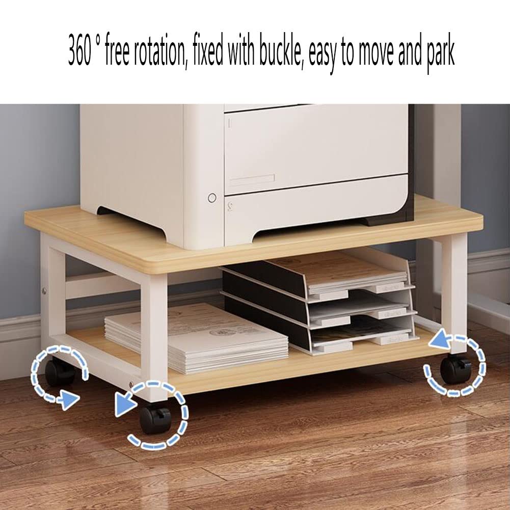 Genérico Soporte móvil para Impresora con Ruedas giratorias - Carro Multiusos para Oficina, escáner, Libros y Archivos - Solución de Almacenamiento Que Ahorra Espacio, Blanco, 60 x 40 x 26,2 cm
