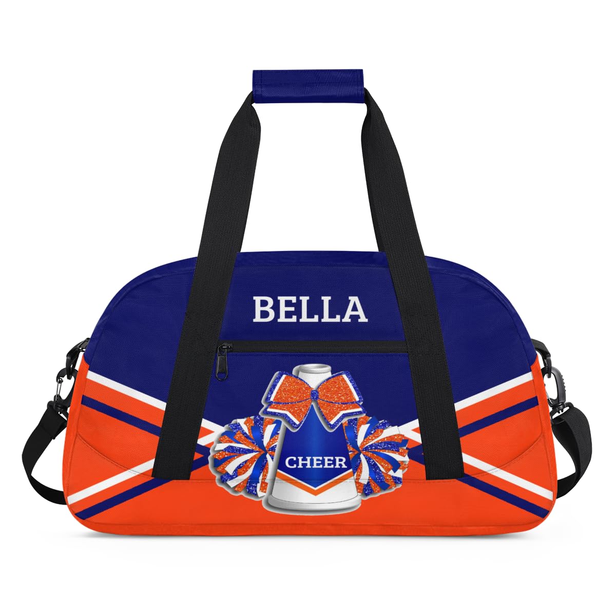 Personalized Cheer Bag Dance Bag for Girl, Custom Gym Bag Sport Duffel Bag, Weekender Bags Travel Duffel Bag Blue Orange Cheer