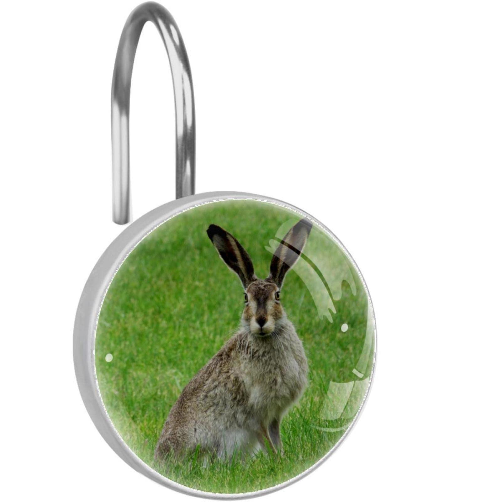 Crochets de rideau de douche acier inoxydable décoratifs motif lapin
