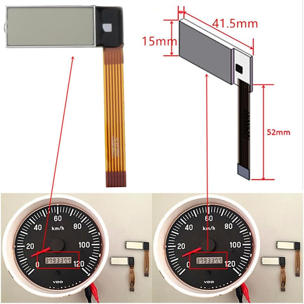for V0LV0 Penta Marine Yan-mar Tachometer Hour Meter LCD Display & Ribbon