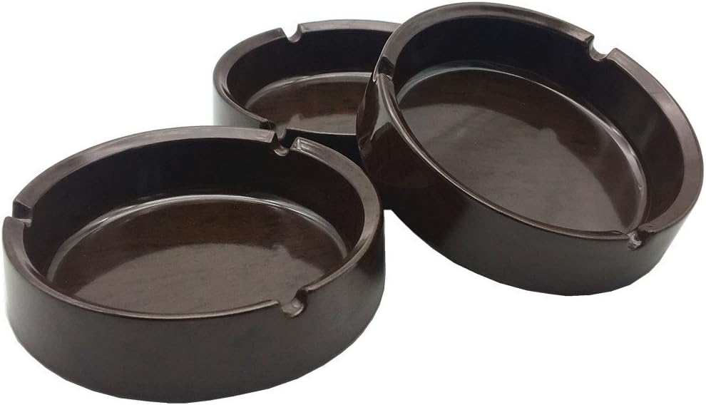 HERF Plastic Melamine Ashtrays Dark-Brown, 3-Pack, M-4.1"