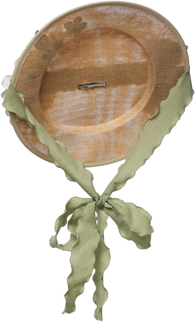COSDREAMER Girls Women Tea Party Sun Hat Lace Ribbons Straw Hats Small - Image 2
