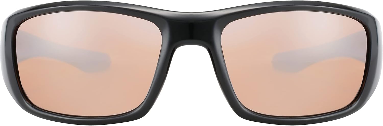 Command High Definition Sport Sunglasses with Full Glossy Black Frame and Amber Lens