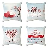 Outdoor Kissenbezug Wasserdicht Dekokissen Valentinstag Kissenbezüge Zierkissen Couchkissen Bezug für Sofa Couch Schlafzimmer 4er Set 50 x 50 cm Garten Kissenbezug für Samt Kissenhülle n-2179