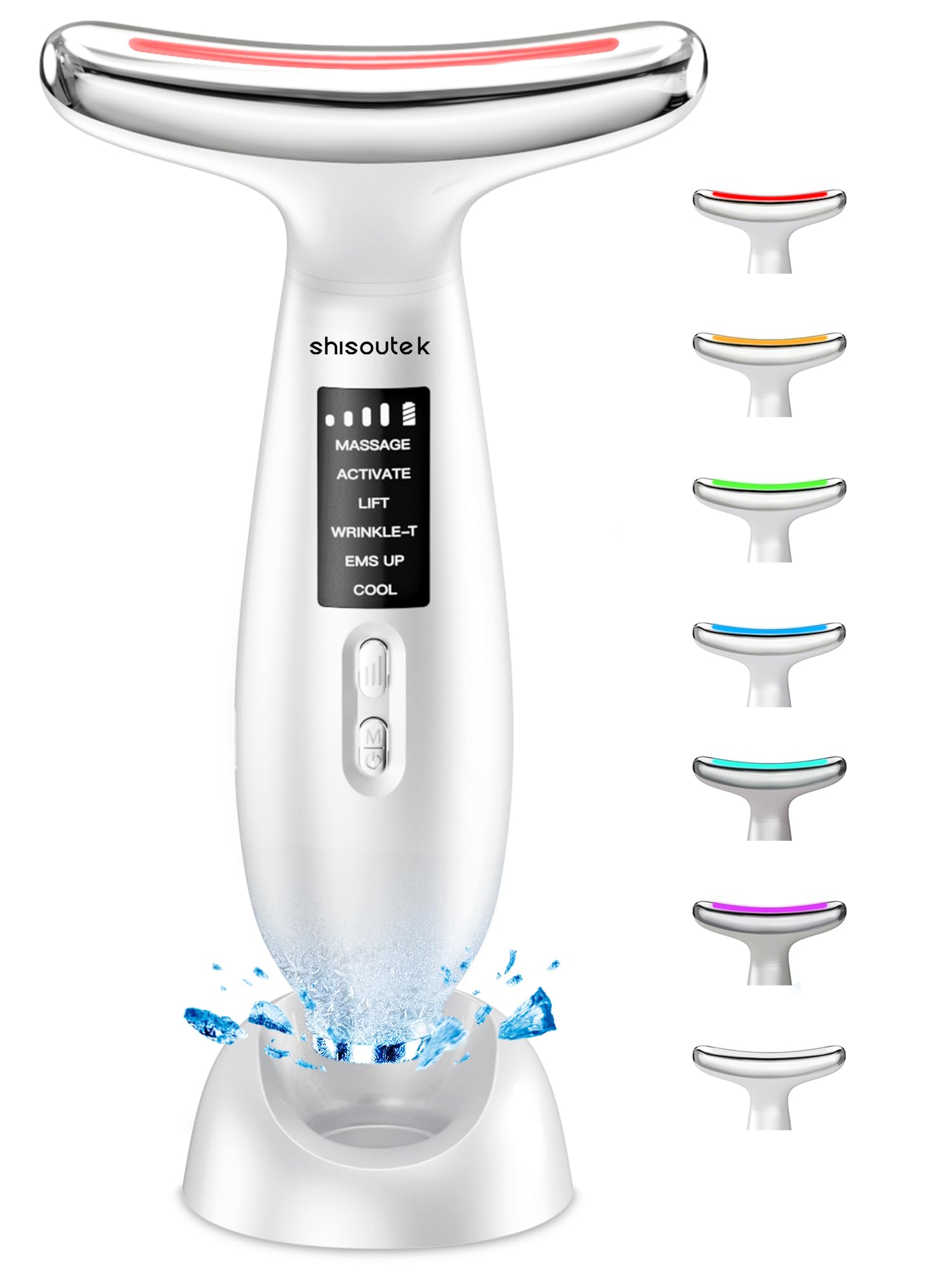 Electric Facial Massager Anti-wrinkle: Facial Massage Lifting Firming 5°C Cold and 45°C Heat - Women's Facial Appliances 6 LED Modes 4 Colors - EMS Beauty Machine for Firming Neck Jowls