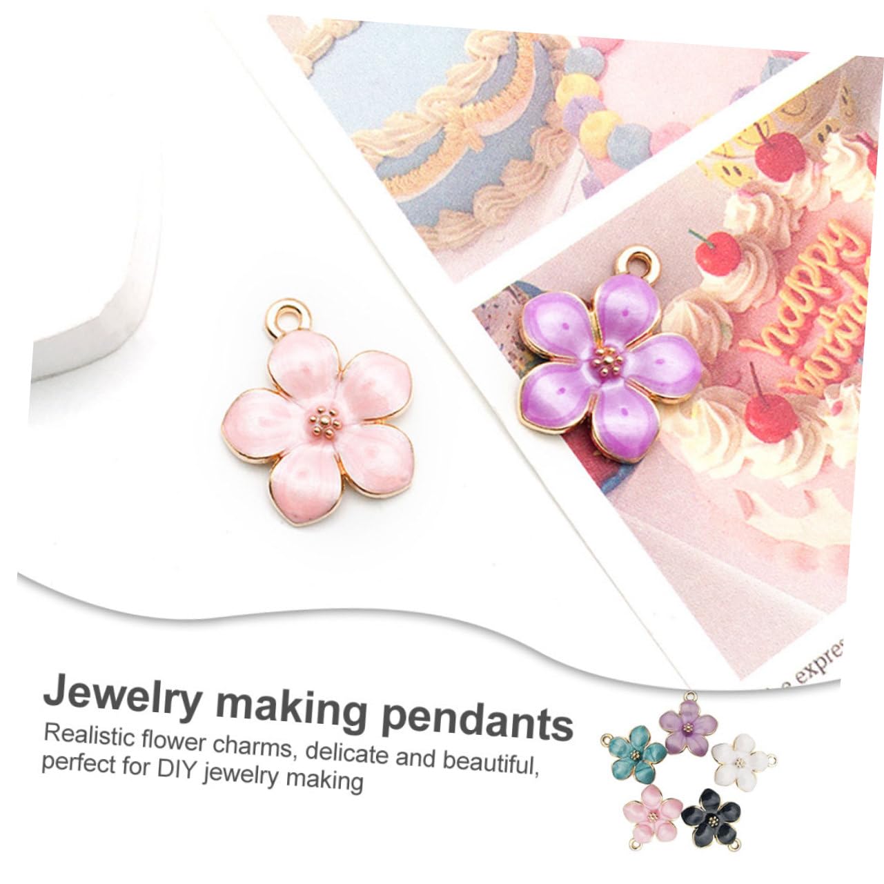 ciondolo fiore di ciliegio accessori per bigiotteria fai da te moda accessori gioielli gioglielli kit creazione gioielli ciondolo fiore braccialetto pendenti di fiori lega