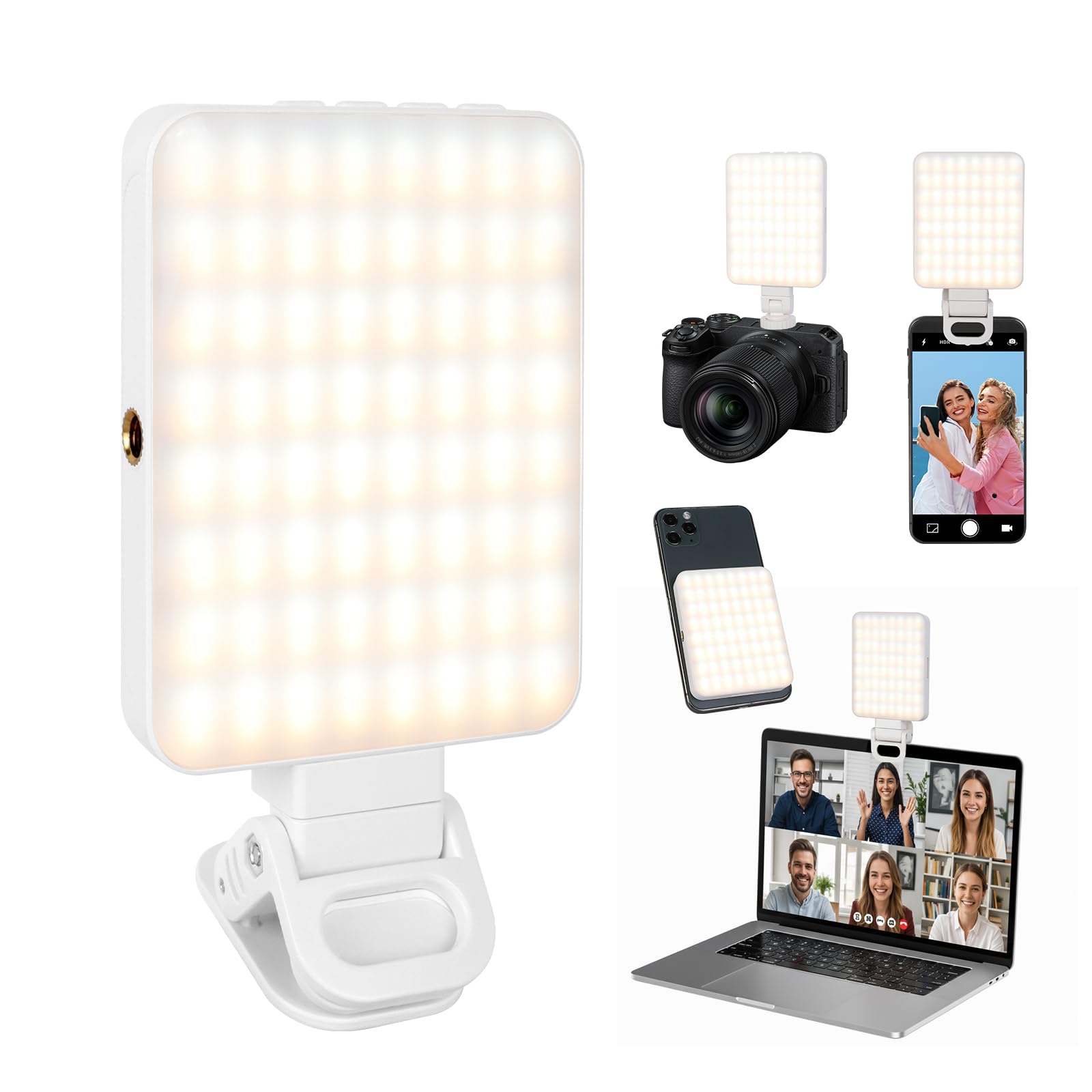 AiQInu Selfie-lamp voor telefoon, foto- en videolamp met 128 leds, CRI