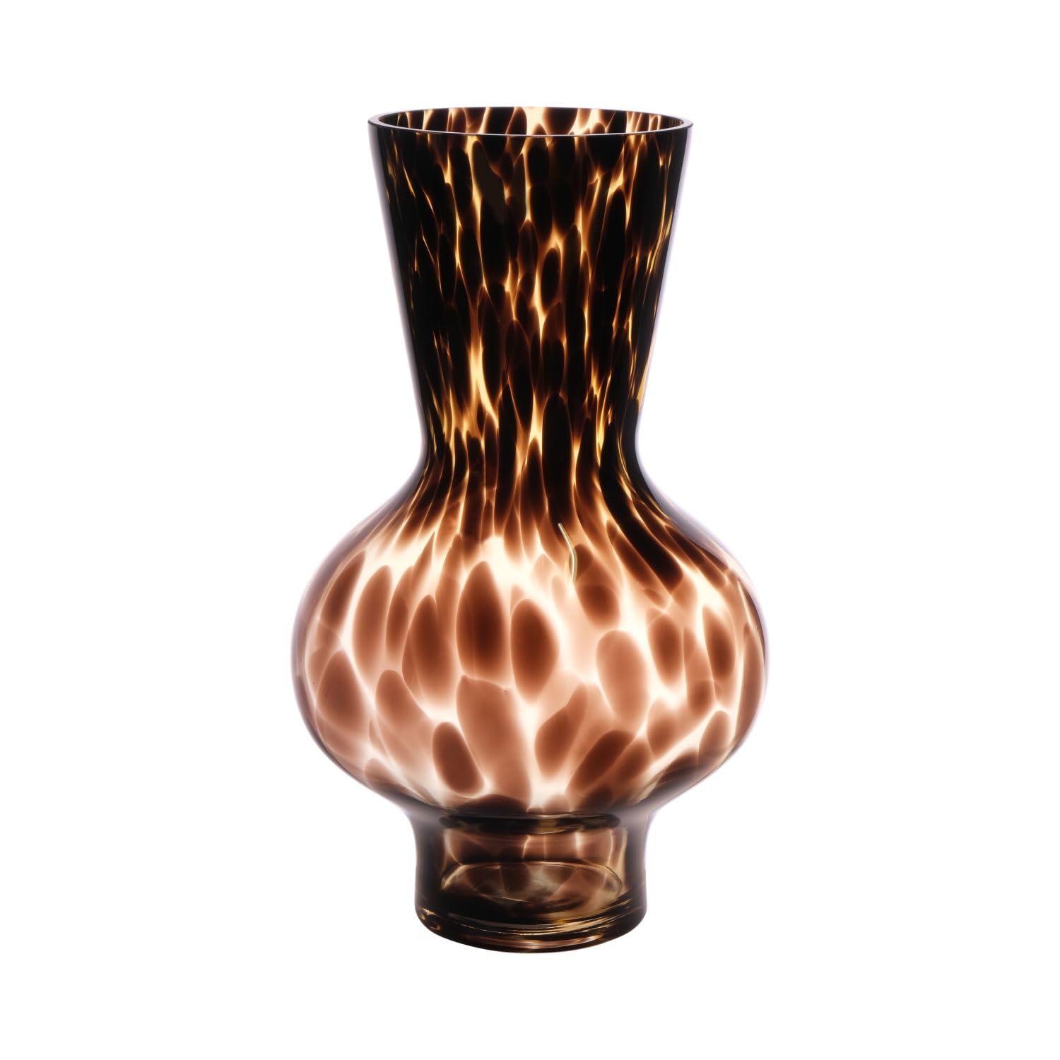 INNA-Glas Okrągła szklana waza Russell, wzór lamparta, 30 cm, Ø 18 cm