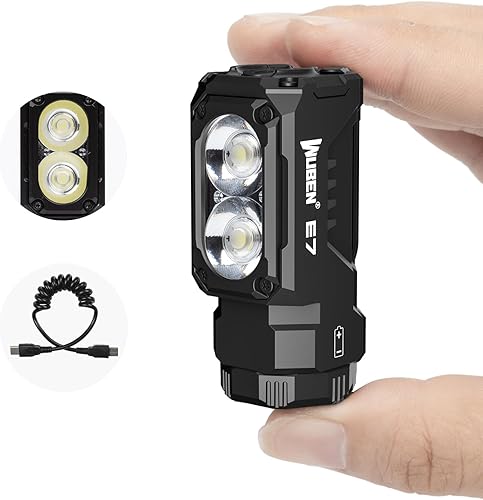 WUBEN Mini linterna recargable E7 de 1800 lúmenes con imán, linterna EDC súper brillante de 6 modos, LED recargable tipo C linterna de bolsillo IPX8